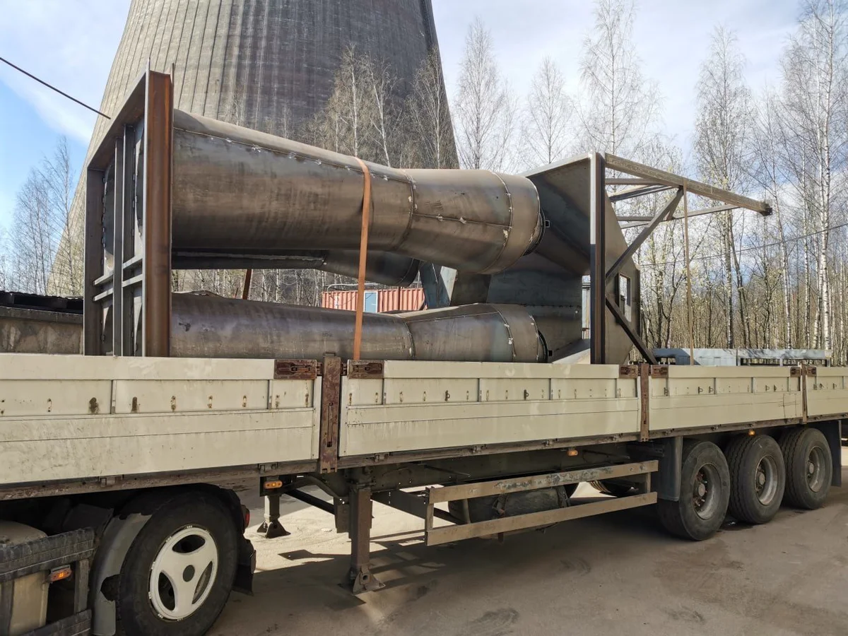 Отгрузка батареи циклонов заказчику на полуприцепе